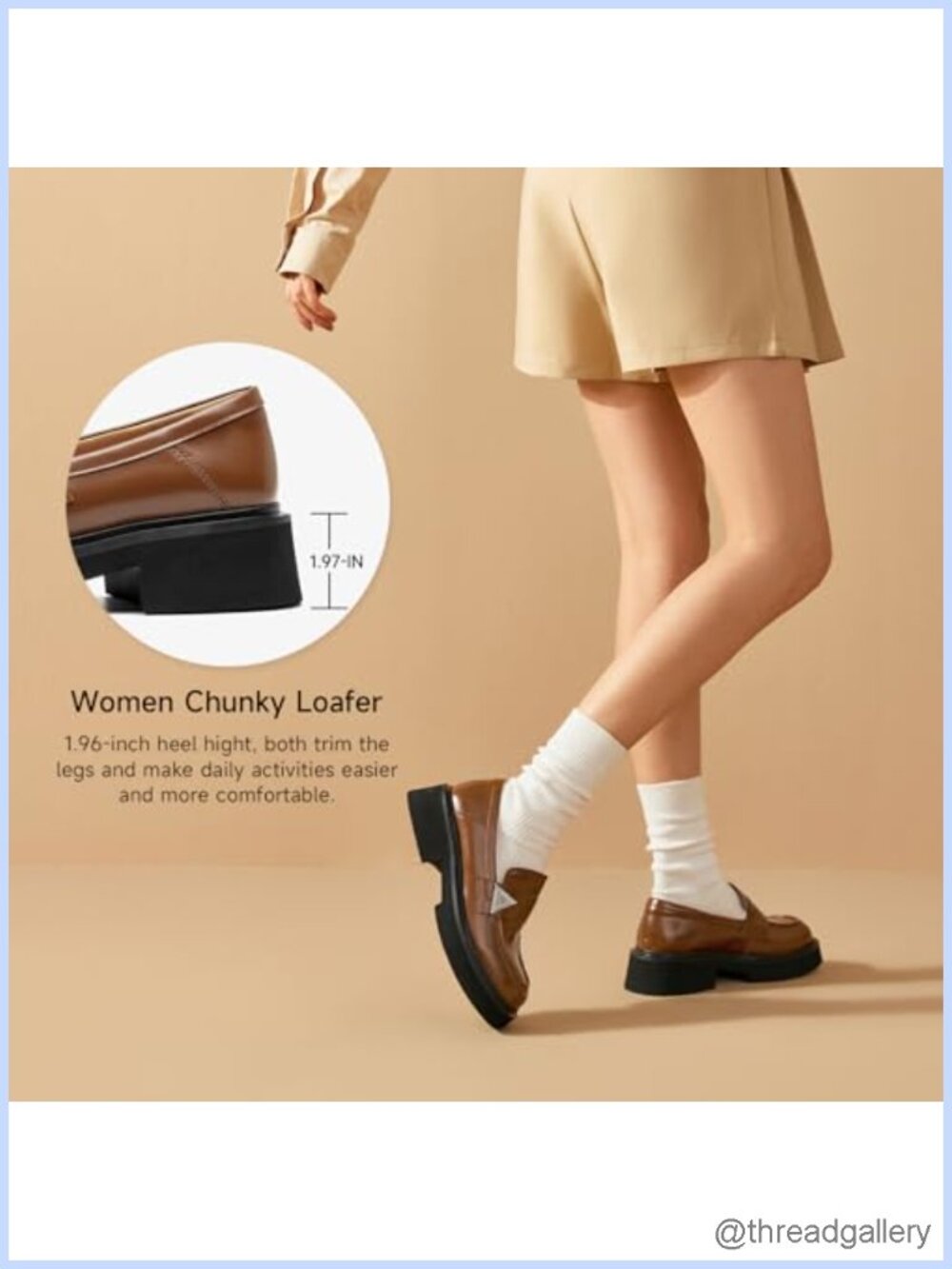 Platform Loafers Full Grain Leather Penny Loafer Square Toe Women's Shoes - Picture 5 of 6